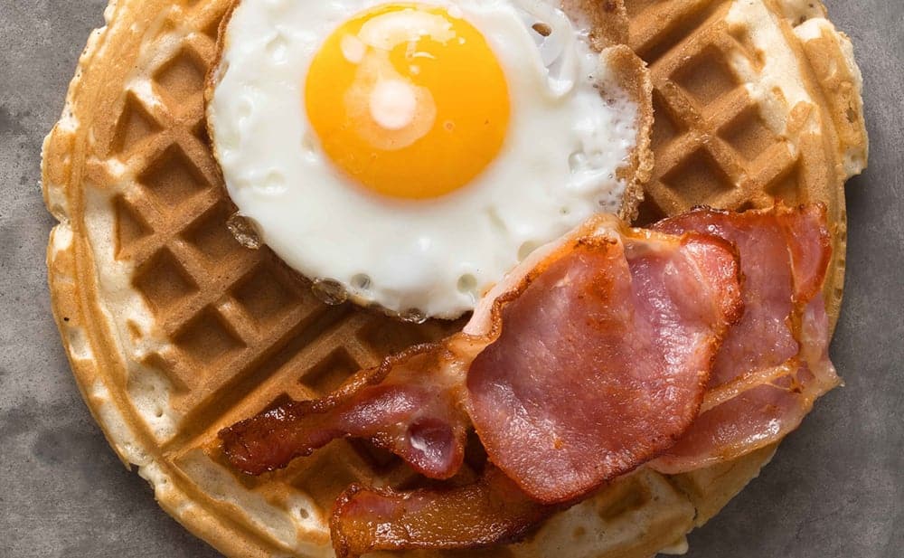 Waffles Eggs and Bacon